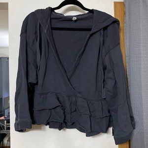Free People Movement Cropped Ruffle Hoodie Sweatshirt (Size M)